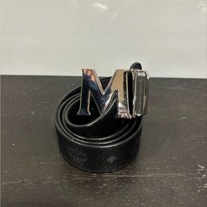MCM Black Belt with Silver Buckle